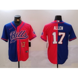 Men Buffalo Bills 17 Josh Allen Red Blue Team Cool Base Stitched Baseball Jersey