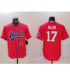 Men Buffalo Bills 17 Josh Allen Red Cool Base Stitched Baseball Jersey 1