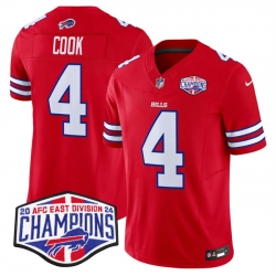 Men Buffalo Bills 4 James Cook Red F U S E  2024 AFC East Division Champions Vapor Limited Stitched Football Jersey