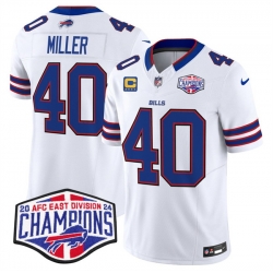 Men Buffalo Bills 40 Von Miller White F U S E  2024 AFC East Division Champions With 4 Star C Ptach Vapor Limited Stitched Football Jersey