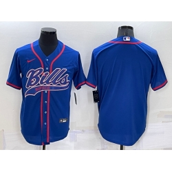 Men Buffalo Bills Blank Royal Cool Base Stitched Baseball Jersey