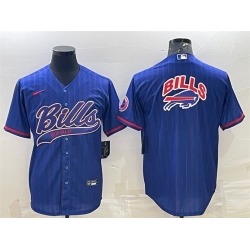 Men Buffalo Bills Royal Team Big Logo With Patch Cool Base Stitched Baseball Jersey