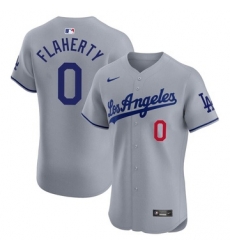 Men Los Angeles Dodgers #0 Jack Flaherty Gray Flex Base Stitched MLB Jersey