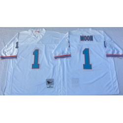 Men Oilers 1 Moon White M&N Throwback Jersey