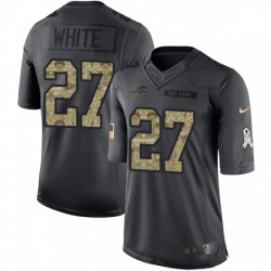 Mens Nike Buffalo Bills 27 TreDavious White Limited Black 2016 Salute to Service NFL Jersey