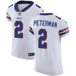 Nike Bills #2 Nathan Peterman White Mens Stitched NFL Vapor Untouchable Elite Jersey