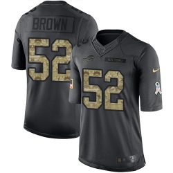 Nike Bills #52 Preston Brown Black Mens Stitched NFL Limited 2016 Salute To Service Jersey