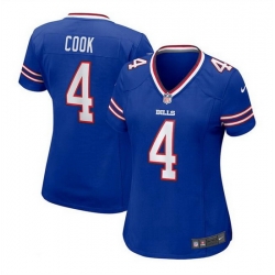 Women Buffalo Bills 4 James Cook Blue Stitched Football Jersey  Run Small