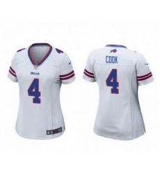 Women Buffalo Bills 4 James Cook White Stitched Football Jersey  Run Small