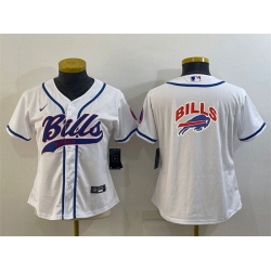 Women Buffalo Bills White Team Big Logo With Patch Cool Base Stitched Baseball Jersey