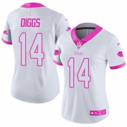 Women's Buffalo Bills #14 Stefon Diggs White Pink Color Rush Fashion NFL Nike Limited Jersey