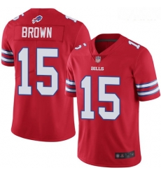 Bills #15 John Brown Red Youth Stitched Football Limited Rush Jersey