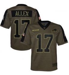 Youth Buffalo Bills Josh Allen Nike Olive 2021 Salute To Service Game Jersey