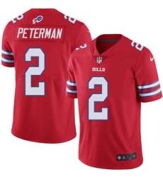 Youth Nike Bills #2 Nathan Peterman Red Stitched NFL Limited Rush Jersey