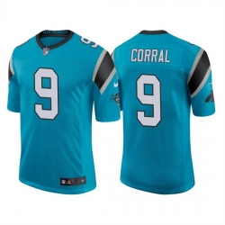 Men Carolina Panthers 9 Matt Corral 2022 Blue Stitched Jersey