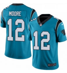 Mens Nike Carolina Panthers 12 DJ Moore Limited Blue Rush Vapor Untouchable NFL Jersey