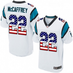 Mens Nike Carolina Panthers 22 Christian McCaffrey Elite White Road USA Flag Fashion NFL Jersey