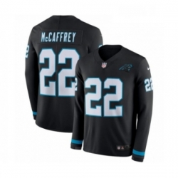 Mens Nike Carolina Panthers 22 Christian McCaffrey Limited Black Therma Long Sleeve NFL Jersey