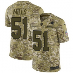 Nike Panthers #51 Sam Mills Camo Mens Stitched NFL Limited 2018 Salute To Service Jersey