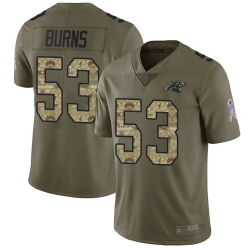 Panthers 53 Brian Burns Olive Camo Men Stitched Football Limited 2017 Salute To Service Jersey