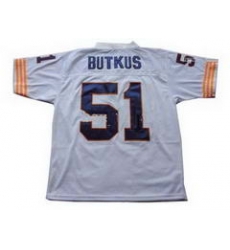 Butkus 51 Chicago Bears Throwback Jerseys White Jersey Big Number