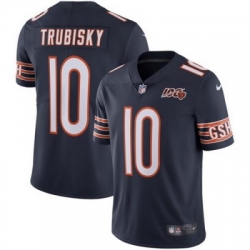 Men Bears 10 Trubisky Navy 100 Years 4XL Jersey