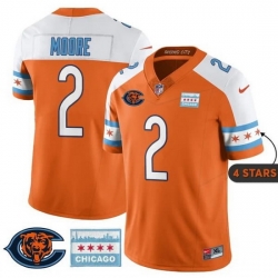 Men Chicago Bears  2 D J  Moore Orange Alternate City Edition F U S E  With Chicago Flag Vapor Untouchable Limited Stitched Football Jersey