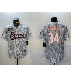 Men Chicago Bears 34 Walter Payton 2024 Arctic Camo Salute To Service Stitched Baseball Jersey