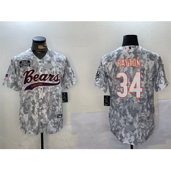 Men Chicago Bears 34 Walter Payton 2024 Arctic Camo Salute To Service Stitched Baseball Jersey