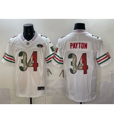Men Chicago Bears 34 Walter Payton White Mexico F U S E  With VMH Patch Stitched Football Jersey