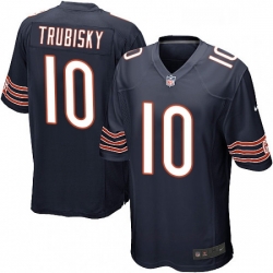 Mens Nike Chicago Bears 10 Mitchell Trubisky Game Navy Blue Team Color NFL Jersey