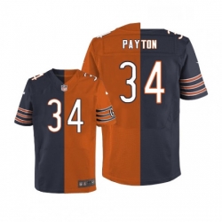 Mens Nike Chicago Bears 34 Walter Payton Elite NavyOrange Split Fashion NFL Jersey