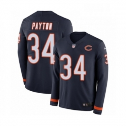 Mens Nike Chicago Bears 34 Walter Payton Limited Navy Blue Therma Long Sleeve NFL Jersey