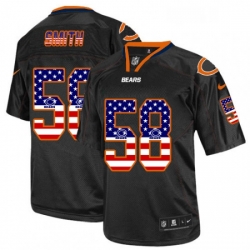 Mens Nike Chicago Bears 58 Roquan Smith Elite Black USA Flag Fashion NFL Jersey