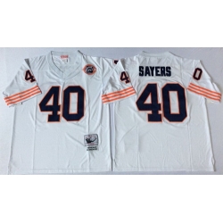 Mitchell Ness Bears #40 Gale Sayers Throwback Mens White Throwback Stitched NFL Jerseys