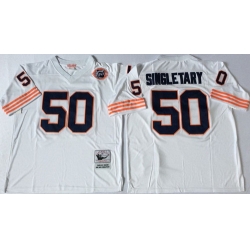 Mitchell Ness Bears #50 Mike Singletary White Throwback Stitched NFL Jerseys