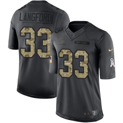 Nike Bears #33 Jeremy Langford Black Mens Stitched NFL Limited 2016 Salute to Service Jersey