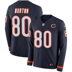 Nike Bears #80 Trey Burton Navy Blue Team Color Men Stitched NFL Limited Therma Long Sleeve Jersey