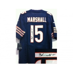 Nike Chicago Bears 15 Brandon Marshall Blue Elite Signed NFL Jersey