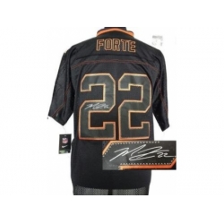 Nike Chicago Bears 22 Matt Forte Black Elite Light Out Signed NFL Jersey