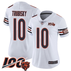 Women Chicago Bears 10 Mitchell Trubisky White Vapor Untouchable Limited Player 100th Season Football Jersey