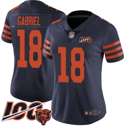 Women Chicago Bears 18 Taylor Gabriel Limited Navy Blue Rush Vapor Untouchable 100th Season Football Jersey