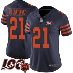 Women Chicago Bears 21 Ha Ha ClintonDix Limited Navy Blue Rush Vapor Untouchable 100th Season Football Jersey