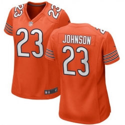 Women Chicago Bears 23 Roschon Johnson Orange Stitched Game Jersey  Run Small