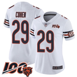 Women Chicago Bears 29 Tarik Cohen White Vapor Untouchable Limited Player 100th Season Football Jersey