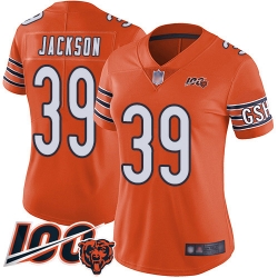 Women Chicago Bears 39 Eddie Jackson Orange Alternate 100th Season Limited Football Jersey