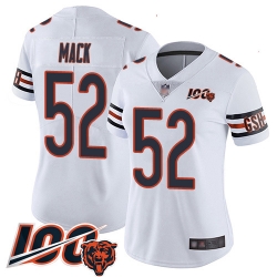 Women Chicago Bears 52 Khalil Mack White Vapor Untouchable Limited Player 100th Season Football Jersey