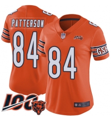 Women Chicago Bears 84 Cordarrelle Patterson Orange Alternate 100th Season Limited Football Jerseyrse