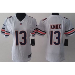 Women Nike Chicago Bears 13 Johnny Knox White LIMITED Jerseys