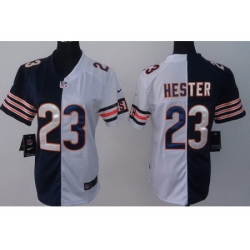 Women Nike Chicago Bears 23 Devin Hester Blue White Split NFL Jerseys